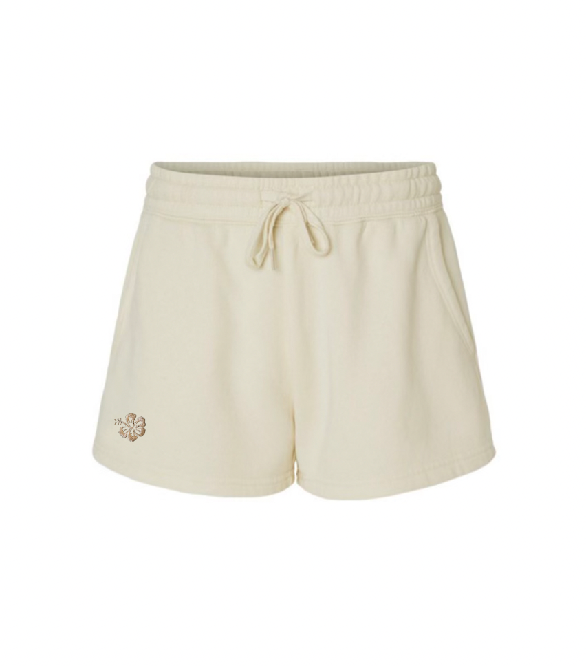 Cream Hibiscus Shorts